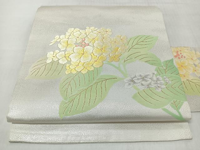 平和屋着物◎九寸名古屋帯　唐織　草花文　金銀糸　正絹　逸品　CABM8529nb