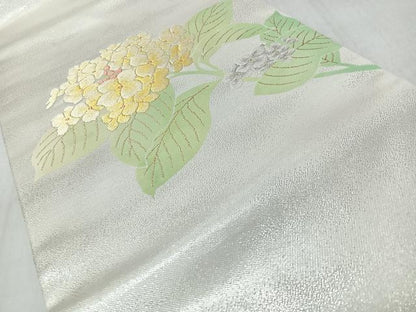 平和屋着物◎九寸名古屋帯　唐織　草花文　金銀糸　正絹　逸品　CABM8529nb