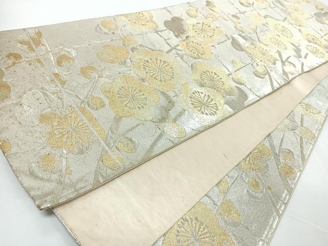 平和屋着物◎六通柄袋帯　枝梅文　金銀糸　正絹　逸品　CABM8558nb