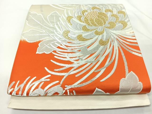 平和屋着物◎西陣　六通柄袋帯　唐織　乱菊　金銀糸　証紙付き　正絹　逸品　CABM8564nb