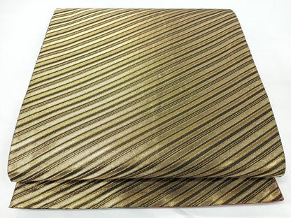 平和屋着物◎両面　全通柄袋帯　斜線文　金糸　正絹　逸品　CABM8576nb