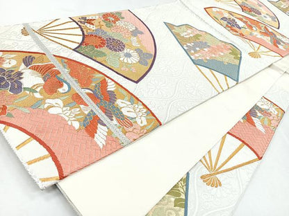 平和屋着物◎六通柄袋帯　唐織　能衣つづれ　金糸　正絹　逸品　CABM8594nb
