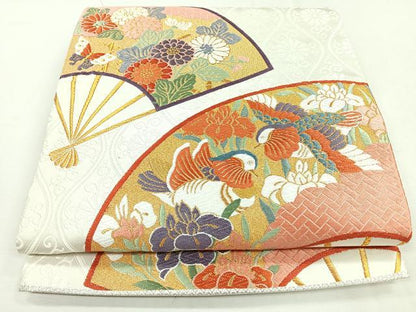 平和屋着物◎六通柄袋帯　唐織　能衣つづれ　金糸　正絹　逸品　CABM8594nb