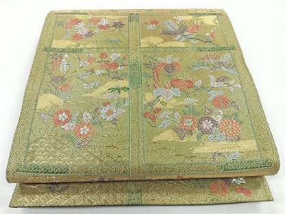 平和屋着物◎六通柄袋帯　唐織　草花文　金銀糸　正絹　逸品　CABM8595nb