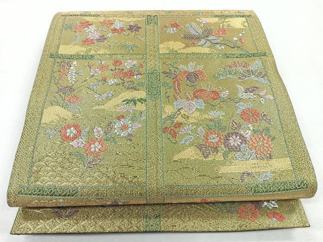 平和屋着物◎六通柄袋帯　唐織　草花文　金銀糸　正絹　逸品　CABM8595nb