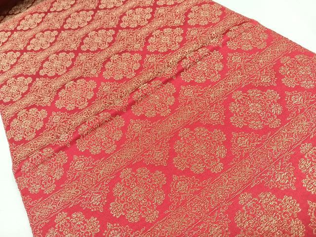 平和屋着物◎八寸名古屋帯　横段正倉院花文　金糸　正絹　逸品　CABM8601nb