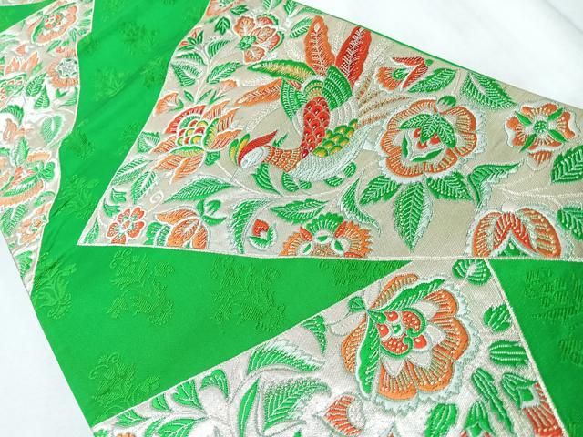 平和屋着物◎六通柄袋帯　花鳥文　銀糸　正絹　逸品　CABM8680nb