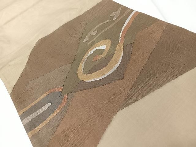 平和屋着物◎太鼓柄袋帯　すくい織　幾何学文　金糸　正絹　逸品　CABM8740nb