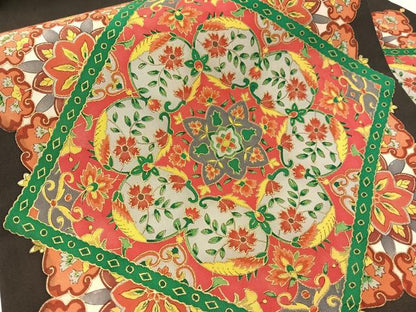 平和屋着物●塩瀬　九寸名古屋帯　花唐草菱文　黒地　金彩　正絹　逸品　CABM8803vp