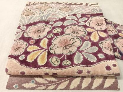 平和屋着物●九寸名古屋帯　作家物　手描き　絞り　辻が花　鬼しぼ縮緬　正絹　逸品　CABM8812vp