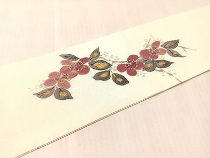 平和屋着物●京友禅作家　山科春宣　九寸名古屋帯　手描き　草花文　金彩　正絹　逸品　CABM8818vp