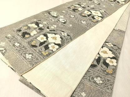 平和屋着物●六通柄袋帯　モール　夢想　吉祥花文　金銀糸　正絹　逸品　CABM8846vp