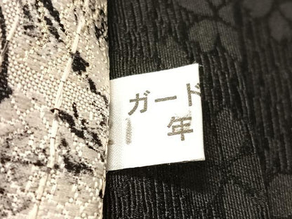平和屋着物●全通柄袋帯　捩り生芭蕉布　葉尽くし　金糸　銀彩　証紙付き　正絹　逸品　未使用　CABM8852vp