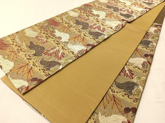 平和屋着物●六通柄袋帯　櫛織　世界自然遺産　金糸　正絹　逸品　CABM8860vp