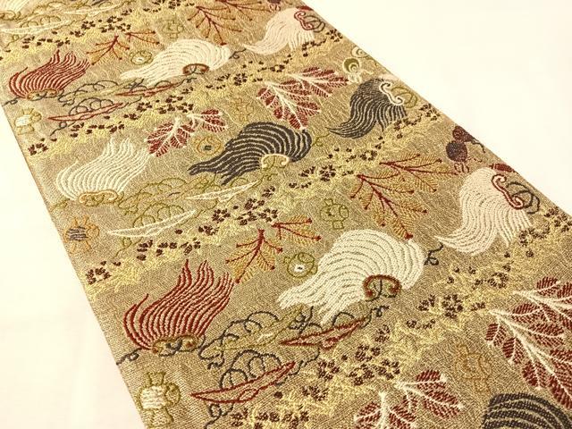 平和屋着物●六通柄袋帯　櫛織　世界自然遺産　金糸　正絹　逸品　CABM8860vp