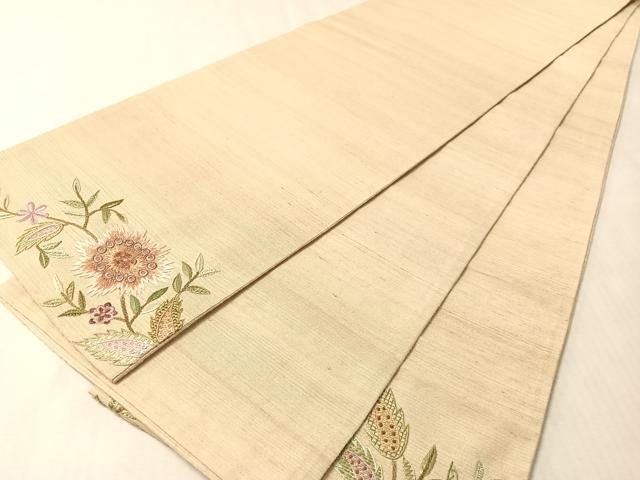 平和屋着物●インド・アッサム　野蚕糸　手織　ムガシルク　太鼓柄袋帯　総刺繍　更紗文　正絹　逸品　CABM8864vp
