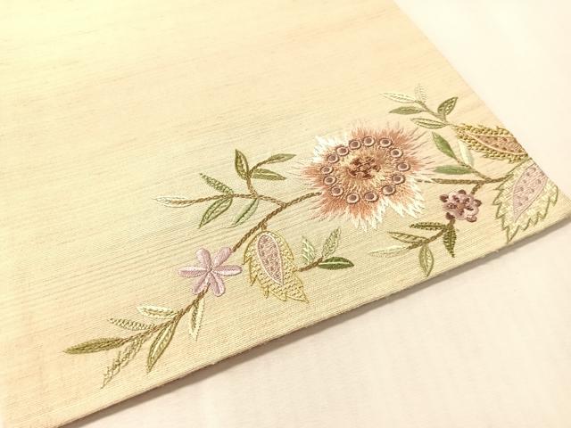 平和屋着物●インド・アッサム　野蚕糸　手織　ムガシルク　太鼓柄袋帯　総刺繍　更紗文　正絹　逸品　CABM8864vp