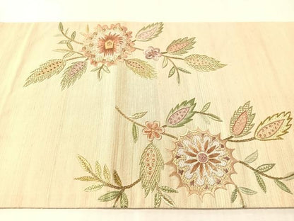 平和屋着物●インド・アッサム　野蚕糸　手織　ムガシルク　太鼓柄袋帯　総刺繍　更紗文　正絹　逸品　CABM8864vp