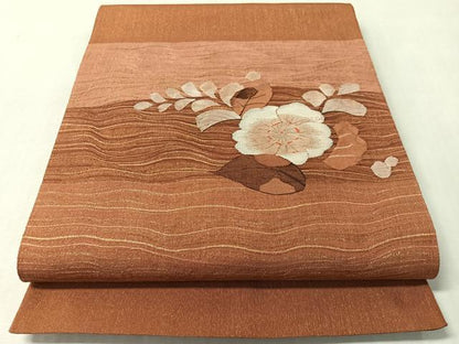 平和屋着物●太鼓柄袋帯　すくい織　辻が花　金糸　正絹　逸品　CABM8879vp