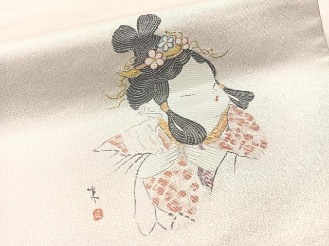 平和屋着物●二代目・由水十久　本加賀友禅　両面　太鼓柄袋帯　衣通王　金銀糸　正絹　逸品　CABM8885vp
