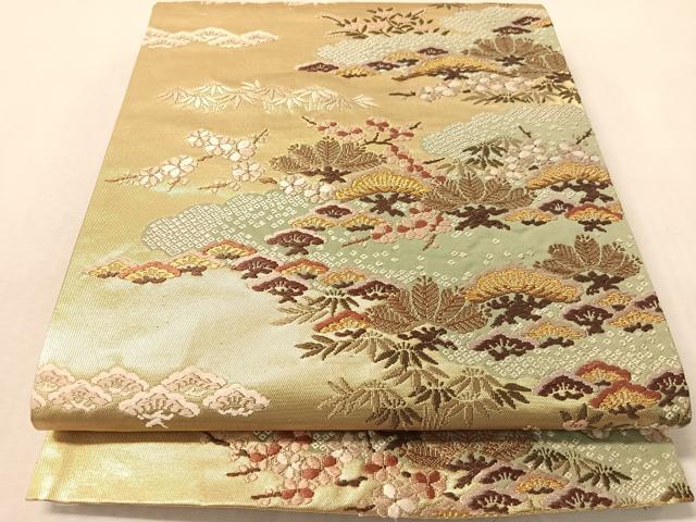 平和屋着物●西陣の名門　加納幸謹製　六通柄袋帯　唐織　能花譜　金糸　正絹　逸品　CABM8888vp
