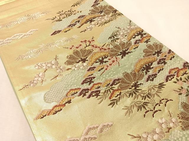 平和屋着物●西陣の名門　加納幸謹製　六通柄袋帯　唐織　能花譜　金糸　正絹　逸品　CABM8888vp