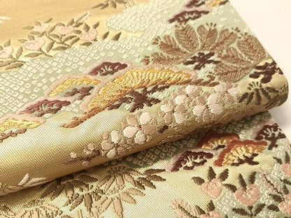 平和屋着物●西陣の名門　加納幸謹製　六通柄袋帯　唐織　能花譜　金糸　正絹　逸品　CABM8888vp