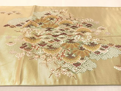 平和屋着物●西陣の名門　加納幸謹製　六通柄袋帯　唐織　能花譜　金糸　正絹　逸品　CABM8888vp
