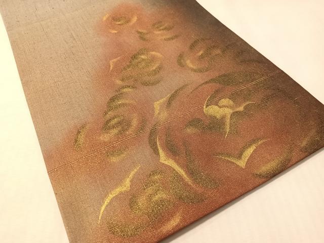 平和屋着物●五月みどりプロデュース　結城紬地　太鼓柄袋帯　舞花文　金彩　正絹　逸品　CABM8893vp