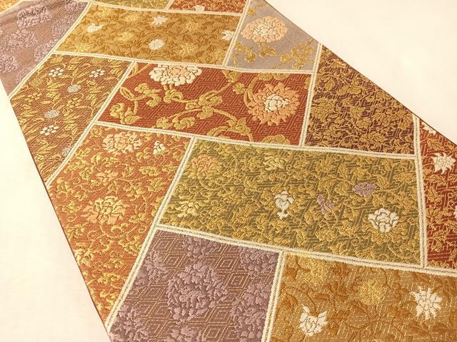 平和屋着物●六通柄袋帯　唐織　桧垣更紗文　金糸　正絹　逸品　CABM8895vp