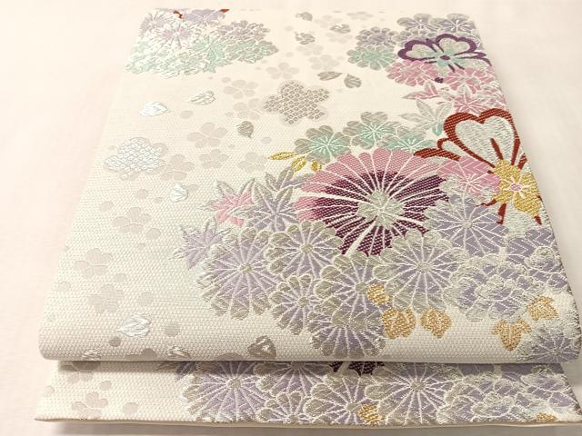 平和屋着物●六通柄袋帯　唐織　舞花文　金銀糸　正絹　逸品　CABM8897vp