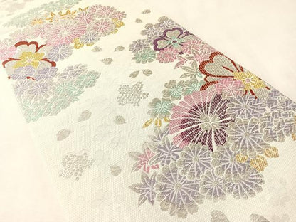 平和屋着物●六通柄袋帯　唐織　舞花文　金銀糸　正絹　逸品　CABM8897vp