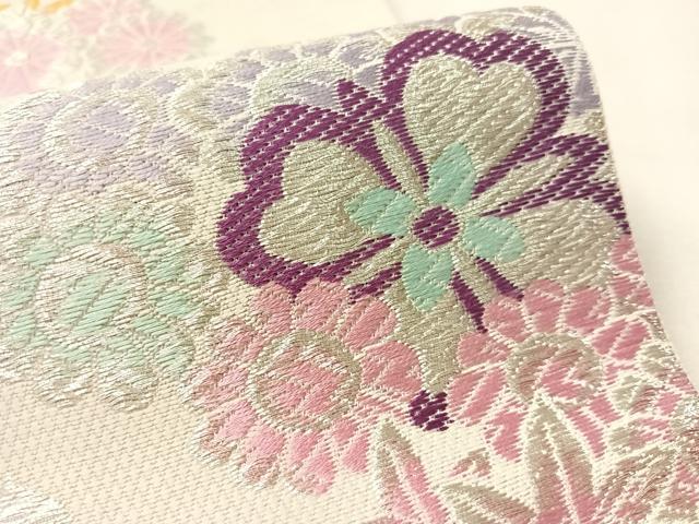 平和屋着物●六通柄袋帯　唐織　舞花文　金銀糸　正絹　逸品　CABM8897vp