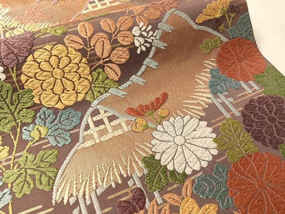 平和屋着物●西陣最高峰・北尾織物匠　六通柄袋帯　唐織　風景花文　金糸　正絹　逸品　CABM8905vp