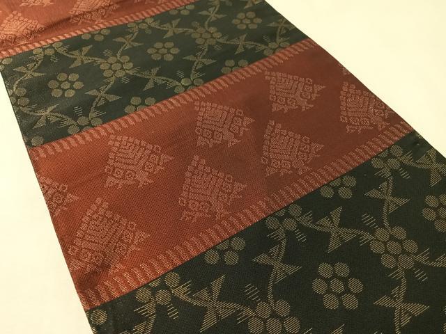 平和屋着物●全通柄袋帯　横段吉祥文　金糸　正絹　逸品　CABM8908vp