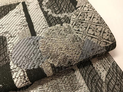 平和屋着物●伝統工芸作家　吉翔　六通柄袋帯　櫛織　雪輪吉祥文　黒地　銀糸　正絹　逸品　CABM8914vp