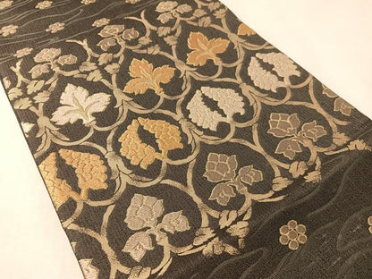 平和屋着物●六通柄袋帯　唐織　ぬれぬき　吉祥花文　金通し地　正絹　逸品　未使用　CABM8917vp