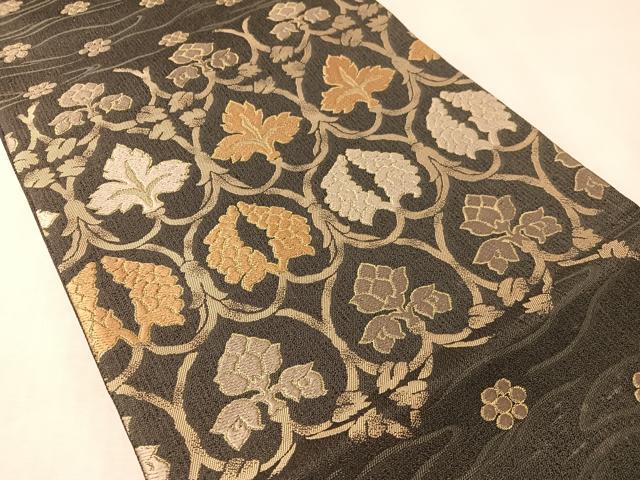 平和屋着物●六通柄袋帯　唐織　ぬれぬき　吉祥花文　金通し地　正絹　逸品　未使用　CABM8917vp