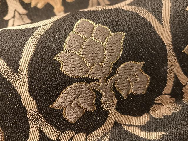 平和屋着物●六通柄袋帯　唐織　ぬれぬき　吉祥花文　金通し地　正絹　逸品　未使用　CABM8917vp