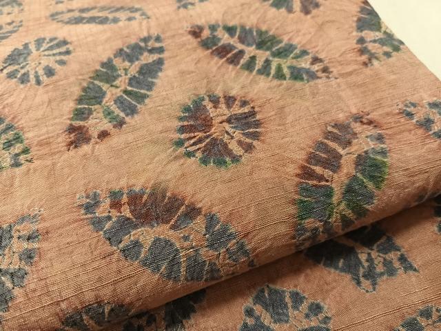 平和屋着物●全通柄　京袋帯　紬地　絞り　七宝文　正絹　逸品　CABM8924vp