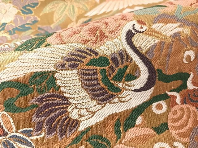 平和屋着物●六通柄袋帯　壁糸草木染　慶長吉祥錦　金糸　正絹　逸品　CABM8938vp