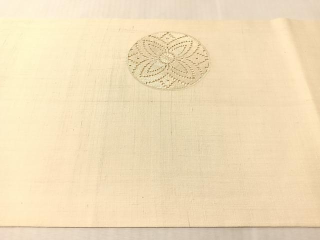 平和屋着物●九寸開き名古屋帯　紬地　ドロンワーク　花丸文　正絹　逸品　CABM9082vp