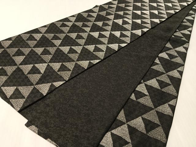 平和屋着物●全通柄袋帯　鱗文様　黒地　銀糸　正絹　逸品　CABM9115vp