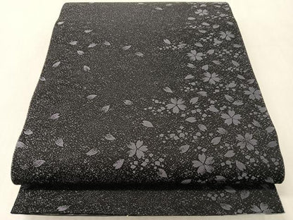 平和屋着物●両面　太鼓柄袋帯　市松流水枝垂れ花文　金糸　正絹　逸品　未使用　CABM9116vp