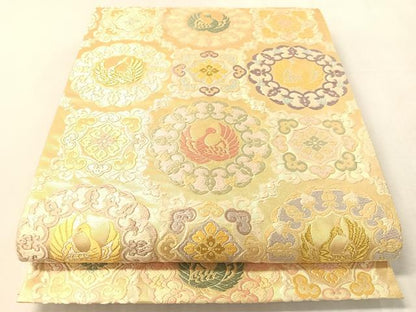 平和屋着物●六通柄袋帯　唐織　正倉院鳳凰花文　金糸　引箔　正絹　逸品　CABM9119vp
