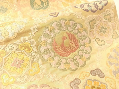 平和屋着物●六通柄袋帯　唐織　正倉院鳳凰花文　金糸　引箔　正絹　逸品　CABM9119vp