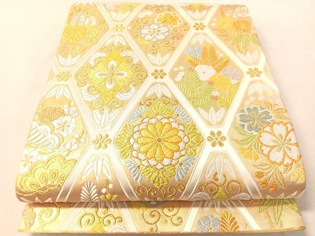 平和屋着物●六通柄袋帯　唐織　花唐草吉祥文　金糸　正絹　逸品　CABM9120vp