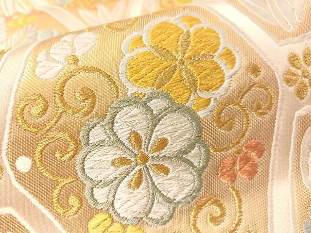 平和屋着物●六通柄袋帯　唐織　花唐草吉祥文　金糸　正絹　逸品　CABM9120vp