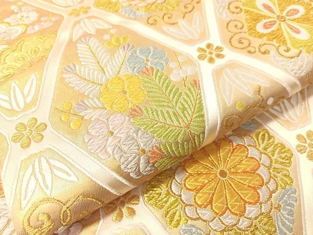 平和屋着物●六通柄袋帯　唐織　花唐草吉祥文　金糸　正絹　逸品　CABM9120vp