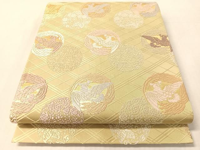 平和屋着物●六通柄袋帯　唐織　吉祥文様　菱吉祥丸紋　金糸　正絹　逸品　CABM9123vp